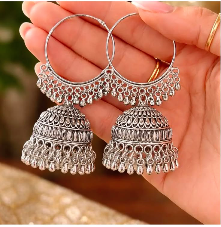 Oxidised silver earrings