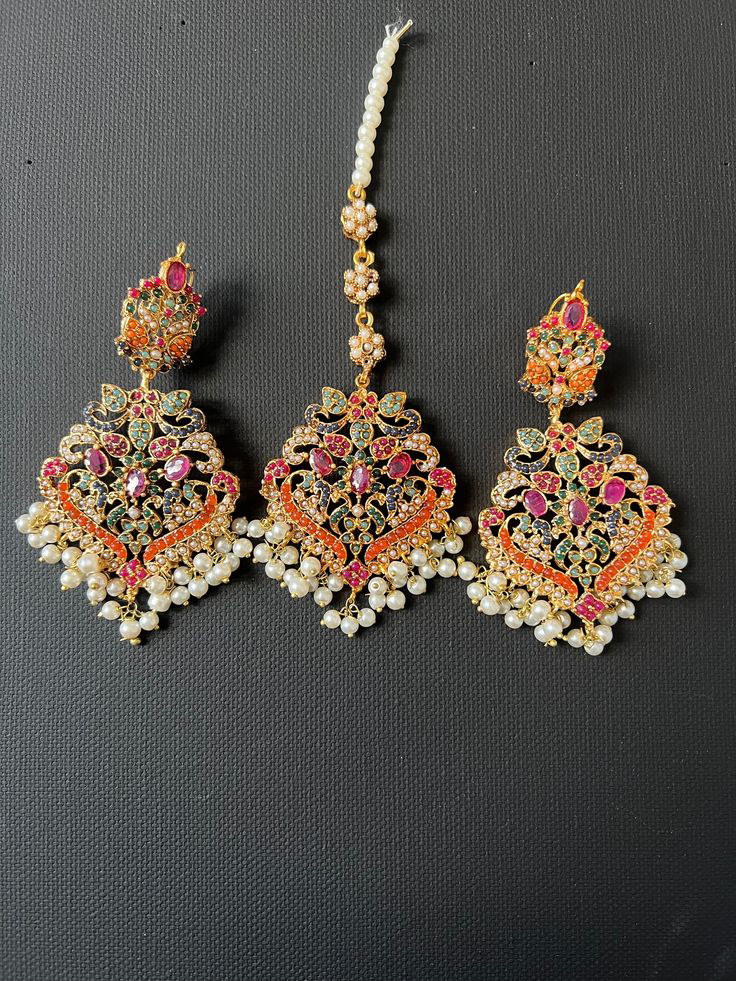 Jhumkas + matha patti